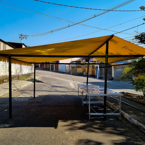 Banca Completa medida 4,00m em Alumínio e Madeira com Escoras